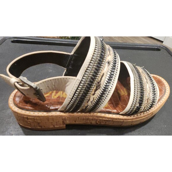 Sam Edelman‎ Shoes Womens 7 M  LEATHER Luxury Brand Sandal Cork $125 - Picture 1 of 8